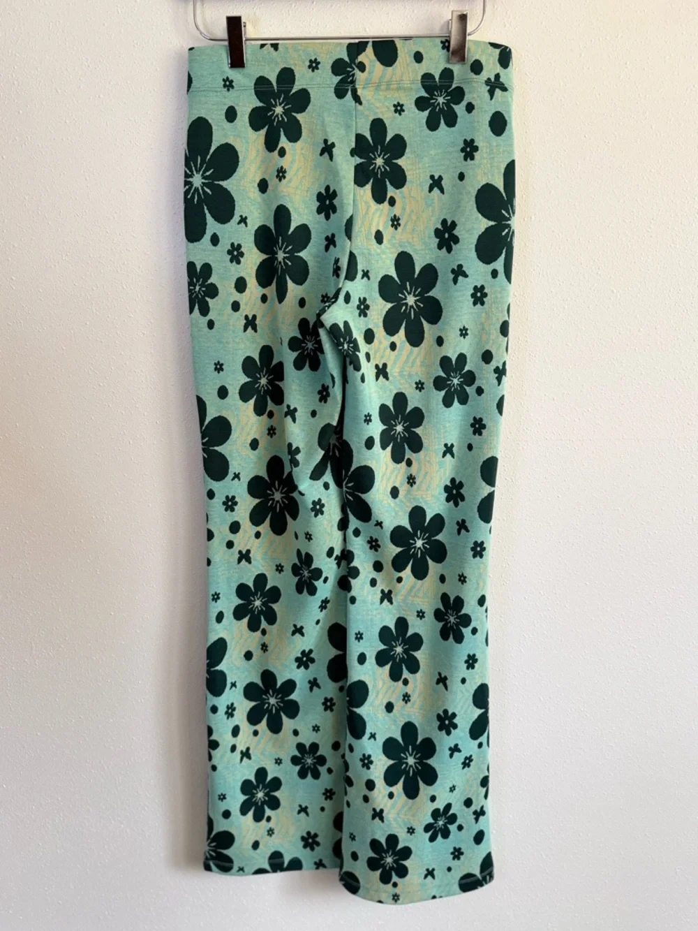 Urban Outfitters Floral Flare Pants Green Y2K Mod Stretch Trousers Small